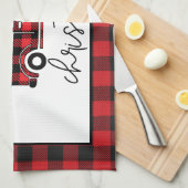 Buffalo Plaid  Truck Tree Monogrammed Theedoek (Quarter Fold)