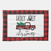 Buffalo Plaid  Truck Tree Monogrammed Theedoek (Horizontaal)