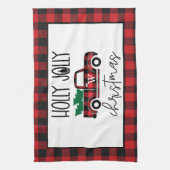 Buffalo Plaid  Truck Tree Monogrammed Theedoek (Verticaal)