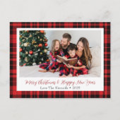 Buffalo Plaid Vakantie Groeten Foto Briefkaart (Voorkant)