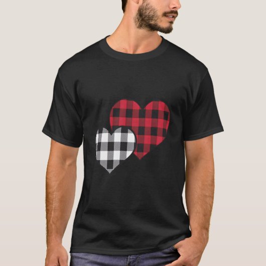 Buffalo Plaid Valentijn Hearts Valentijnsdag T-shirt (Voorkant)