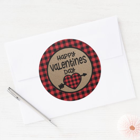 Buffalo Plaid Valentijnsdag Sticker (Envelop)