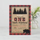 Buffalo Plaid Verjaardag Uitnodiging (Staand voorkant)