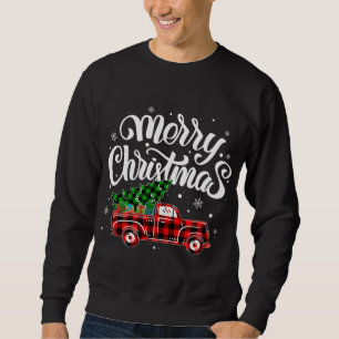Buffalo Plaid Vrachtwagen Kerstboom Auto Xmas Trui