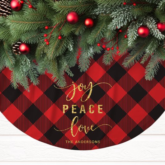 Buffalo Plaid Vreugde Vrede Liefde Kerstmis Kerstboom Rok