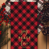 Buffalo Plaid Vreugde Vrede Liefde Monogram Kerstm Theedoek
