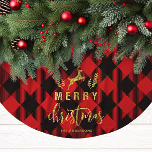 Buffalo Plaid vrolijk kerst monogram Kerstboom Rok
