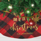 Buffalo Plaid vrolijk kerst monogram Kerstboom Rok