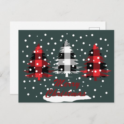 Buffalo Plaid Vrolijk Kerstfeest Feestdagenkaart (Voorkant / Achterkant)