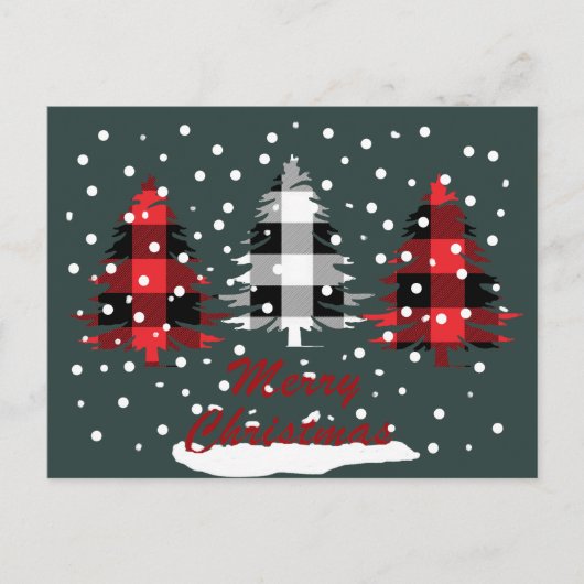 Buffalo Plaid Vrolijk Kerstfeest Feestdagenkaart (Voorkant)