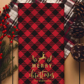 Buffalo Plaid vrolijk kerstfeest Monogram kerstfee Theedoek