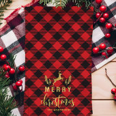 Buffalo Plaid vrolijk kerstfeest Monogram kerstfee Theedoek