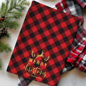 Buffalo Plaid vrolijk kerstfeest Monogram kerstfee Theedoek