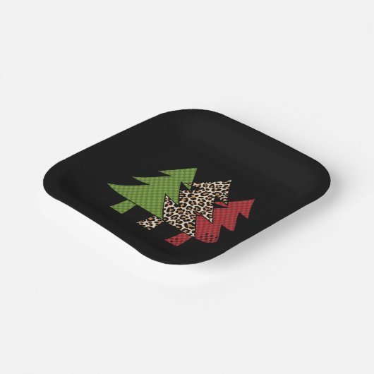 Buffalo Plaid Vrolijke Kerstboom Familie Matching Papieren Bordje (Gebogen)