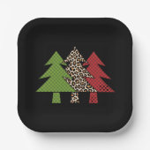 Buffalo Plaid Vrolijke Kerstboom Familie Matching Papieren Bordje (Voorkant)