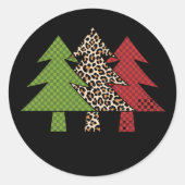Buffalo Plaid Vrolijke Kerstboom Familie Matching Ronde Sticker (Voorkant)