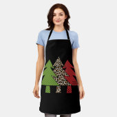 Buffalo Plaid Vrolijke Kerstboom Familie Matching Schort (Gedragen)