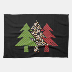 Buffalo Plaid Vrolijke Kerstboom Familie Matching Theedoek