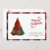 Buffalo Plaid Vrolijke Kerstboom Vakantie Kaart (Voorkant / Achterkant)
