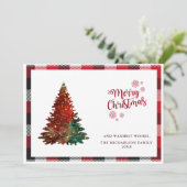 Buffalo Plaid Vrolijke Kerstboom Vakantie Kaart (Staand voorkant)