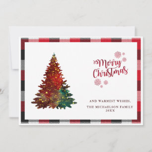 Buffalo Plaid Vrolijke Kerstboom Vakantie Kaart