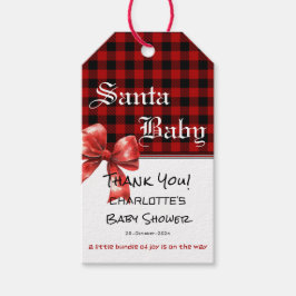 Buffalo Plaid Watercolor Red Bow Baby Shower Cadeaulabel