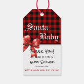 Buffalo Plaid Watercolor Red Bow Baby Shower Cadeaulabel (Achterkant)