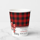 Buffalo Plaid Watercolor Red Bow Baby Shower Papieren Bekers (Voorkant)