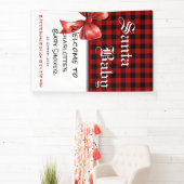 Buffalo Plaid Watercolor Red Bow Baby Shower Spandoek (Insitu)