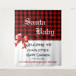 Buffalo Plaid Watercolor Red Bow Baby Shower Wandkleed