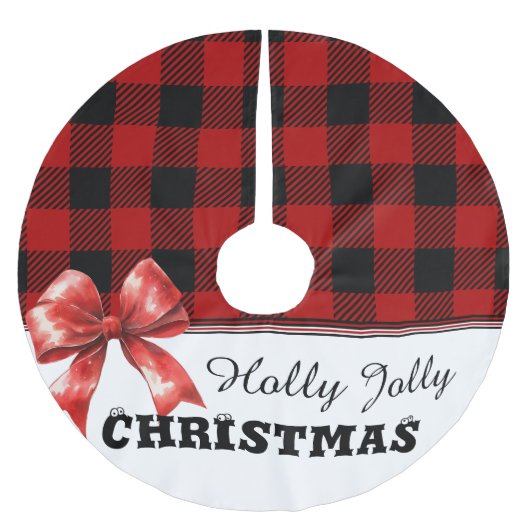 Buffalo Plaid Watercolor Strik Kerstmis Kerstboom Rok (Voorkant)