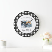 Buffalo Plaid Waterverf Blue Pumpkin Grote Klok (Huis)