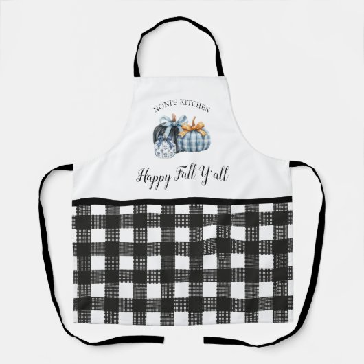 Buffalo Plaid Waterverf Blue Pumpkin Schort (Voorkant)