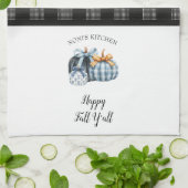 Buffalo Plaid Waterverf Blue Pumpkin Theedoek (Gevouwen)