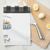 Buffalo Plaid Waterverf Blue Pumpkin Theedoek (Quarter Fold)