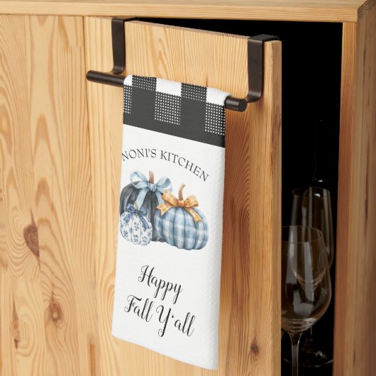 Buffalo Plaid Waterverf Blue Pumpkin Theedoek (Derde Gevouwen)