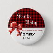 Buffalo Plaid Waterverf Rode Strik Moeder-to-be Ronde Button 5,7 Cm (Voorkant)