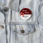 Buffalo Plaid Waterverf Rode Strik Moeder-to-be Ronde Button 5,7 Cm (In situ)