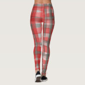 Buffalo plaid waterverf tartan rood grijs controle leggings (Achterkant)