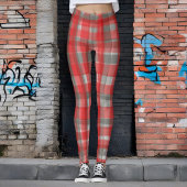 Buffalo plaid waterverf tartan rood grijs controle leggings