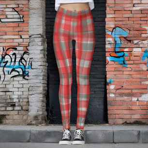 Buffalo plaid waterverf tartan rood grijs controle leggings