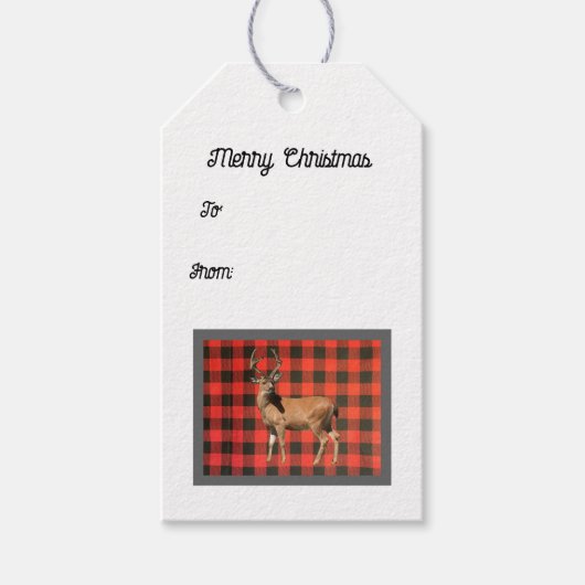 Buffalo Plaid Wilde Hert Cadeautags Cadeaulabel (Voorkant)
