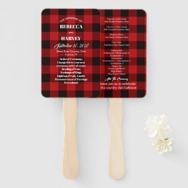 Buffalo plaid winter houthakker bruiloft programma handwaaier