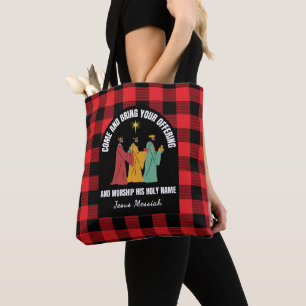 Buffalo Plaid Wise Mannen Custom Christelijke kers Tote Bag