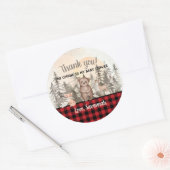 Buffalo Plaid Woodland Baby shower Dank u Ronde Sticker (Envelop)