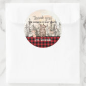 Buffalo Plaid Woodland Baby shower Dank u Ronde Sticker (Tas)