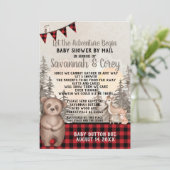 Buffalo Plaid Woodland Baby shower per post Kaart (Staand voorkant)