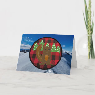 Buffalo Plaid Woodland Kerstkaart Feestdagen Kaart