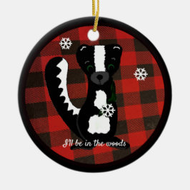 Buffalo Plaid Woodland Skunk Keramische Versiering Keramisch Ornament