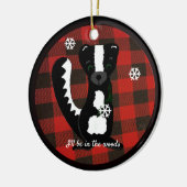 Buffalo Plaid Woodland Skunk Keramische Versiering Keramisch Ornament (Links)